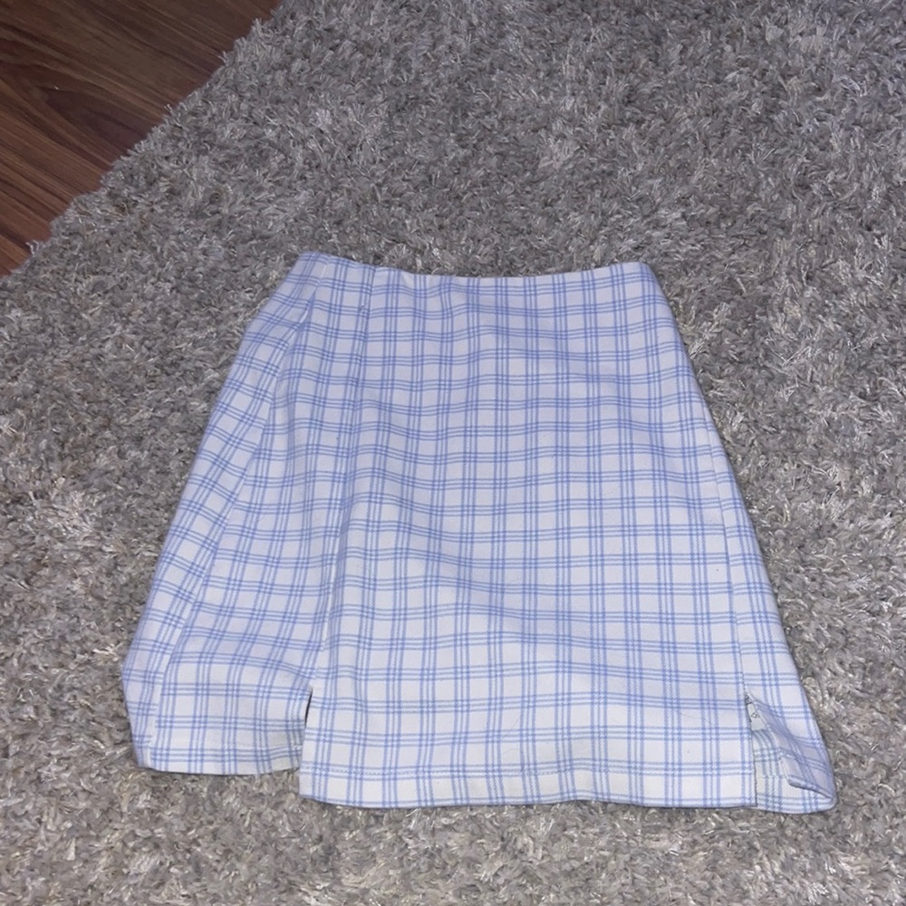 Brandy Melville Blue and White Mini Skirt